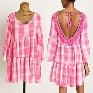 Laura Jane Paris • Pink & White Tassel Open-Back Baby Doll Dress | Size OS​